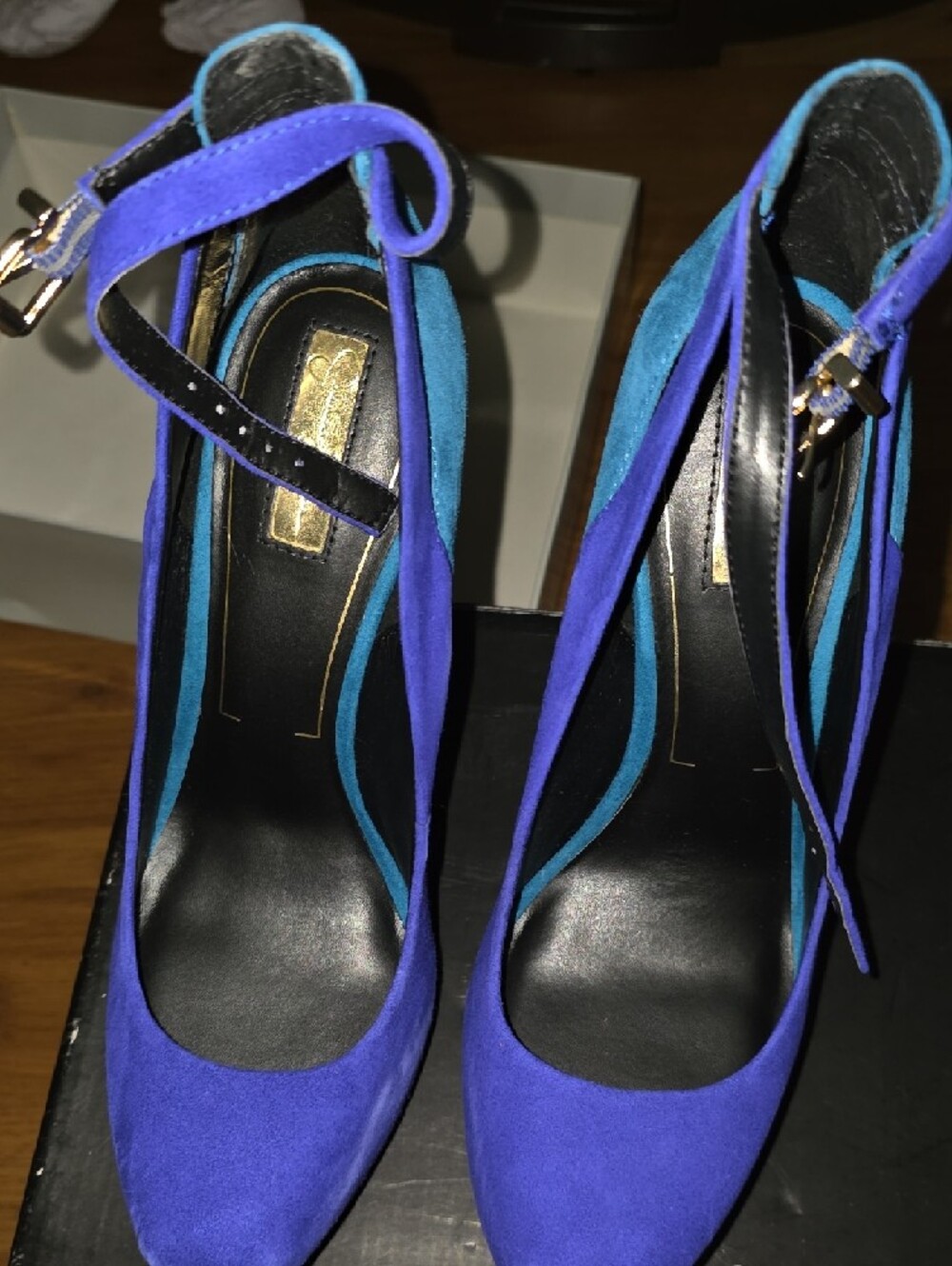 Jessica Simpson Cobalt and Teal Suede High Heel Pumps - Picture 4 of 6